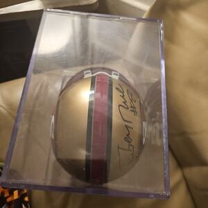 Jerry rice autographed sanfran mini helmet in clear case